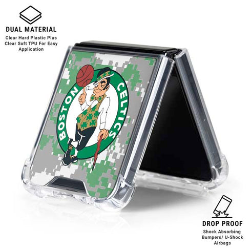 NBA Boston Celtics Digi Camo Galaxy Z Flip6 Clear Case